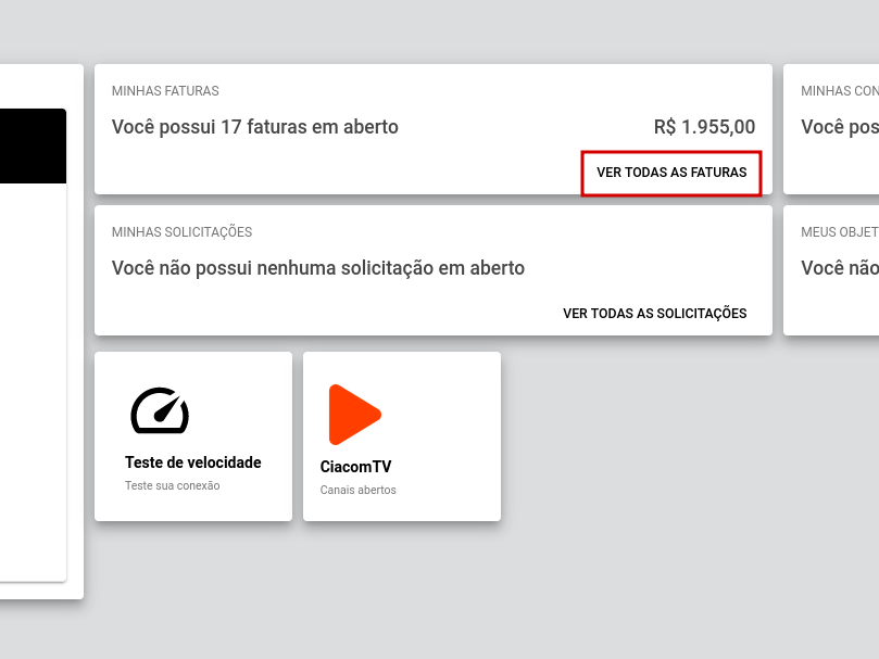 Área de Faturas no Portal