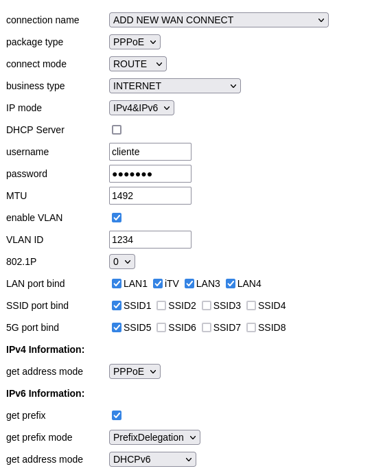 Configuração PPPoE